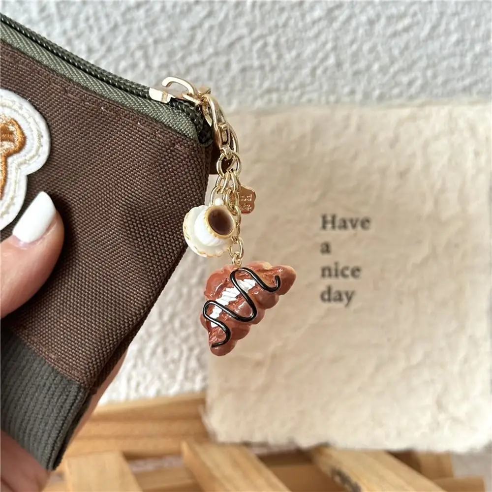 Dessert Coffee Bread Keychain Alkali Bread Bagel Cartoon Key Chains Headphone Pendant Hanging Chain Bag Pendant