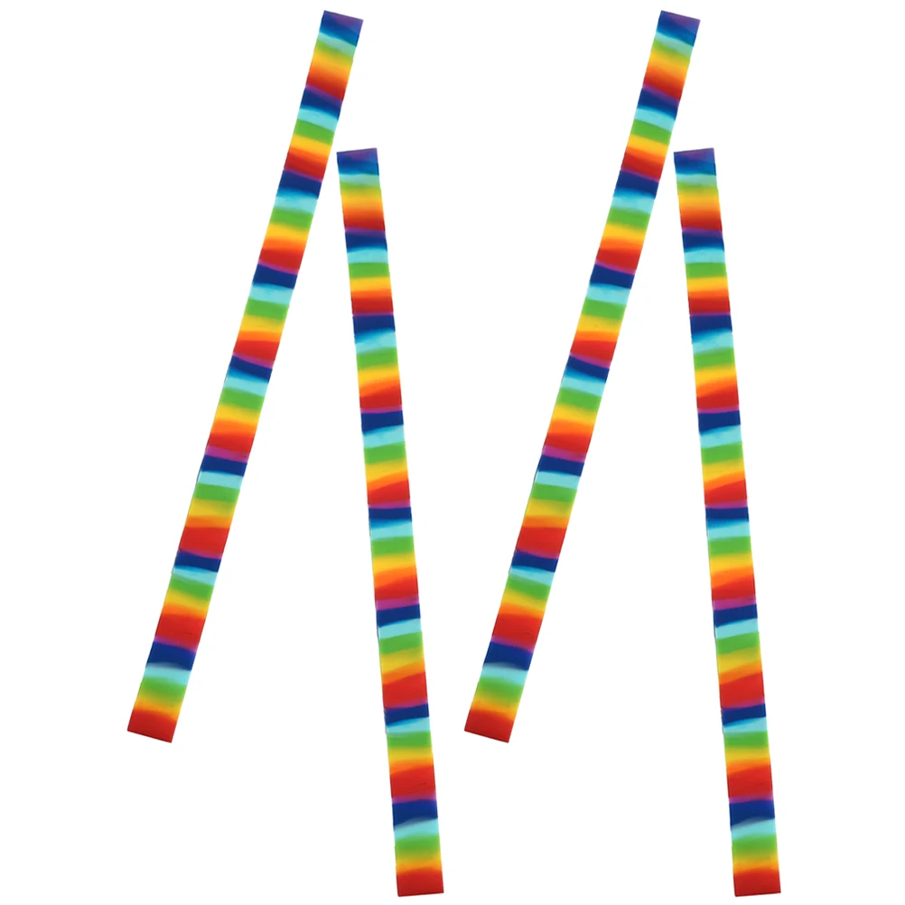

4 Pcs Rainbow Silicone Beach Chair Straps 30x1.8cm Towel Bands Clips for Chairs Pool Party Gifts