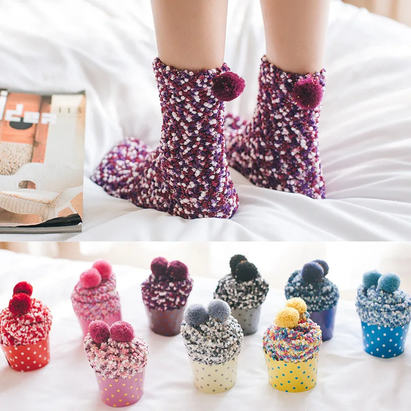 

New Women Colourful Warm Thick Sock Cute Autumn Winter Lady Girl Middle Tube Floor Socks For Women