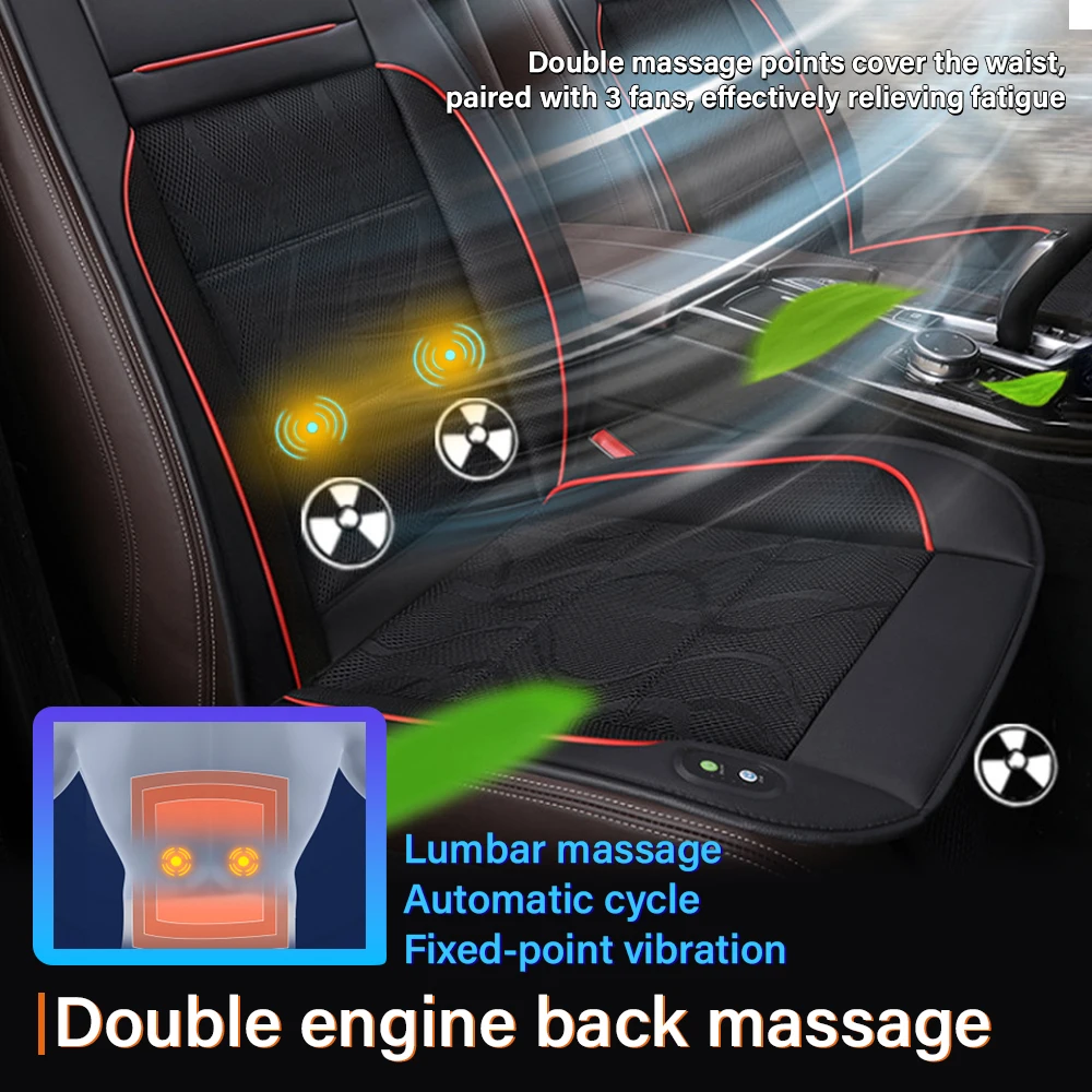 

12V Car Ventilation Seat Cushion Massage Refrigeration Seat Cushion Summer Blowing Breathable Cooling Pad 3speed Adjustment