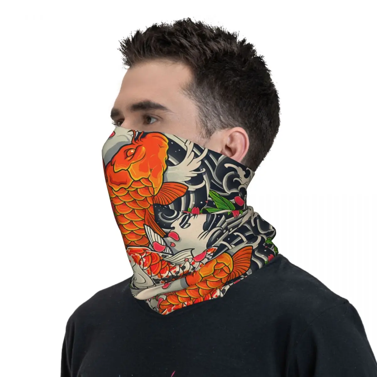 Koi Fish Pond Scarf Neckerchief Neck Face Mask Polyester