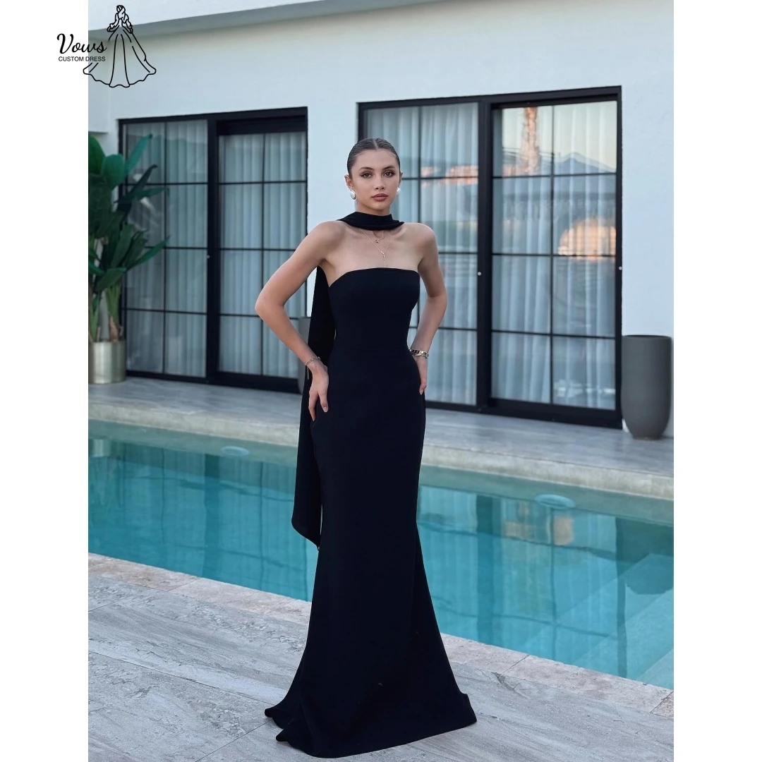 

Vows Custom Made Party Dress for Wedding Dresses Fishtail Skirt Black Ribbon Women Evening Dress Woman Elegant Prom Dresses 2025
