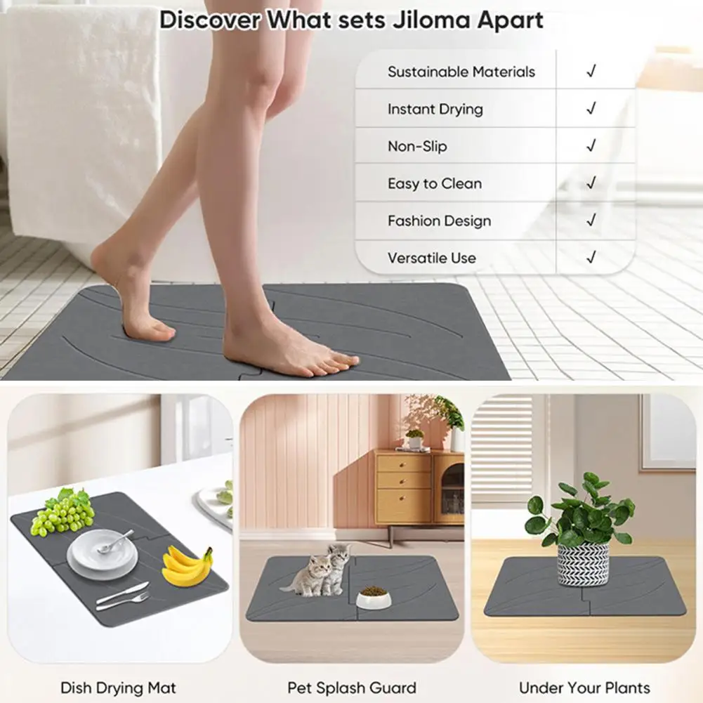 Absorbent Diatomaceous Earth Rug Diatomaceous Earth Bath Mat Quick-drying Diatomite Bathroom Floor Mat with for Shower for Style image 5