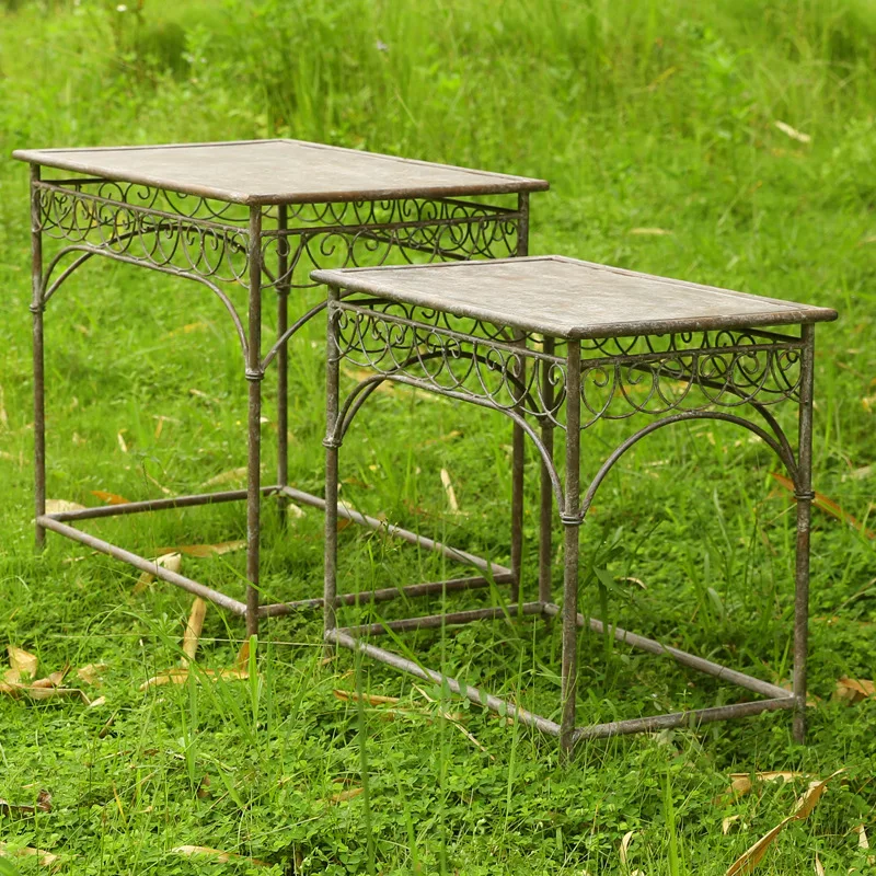 Export order European style old square garden wrought iron flower stand balcony living room courtyard flower pot stand outdoor