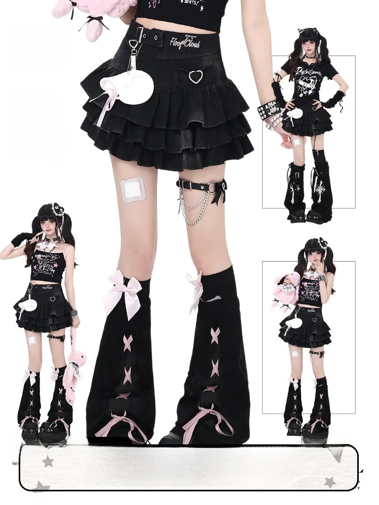 

Оригинальная джинсовая юбка Crazygirl Spicy Girl с высокой талией, А-силуэта, плиссированная, утягивающая, летняя, в стиле «торт», на молнии, женская