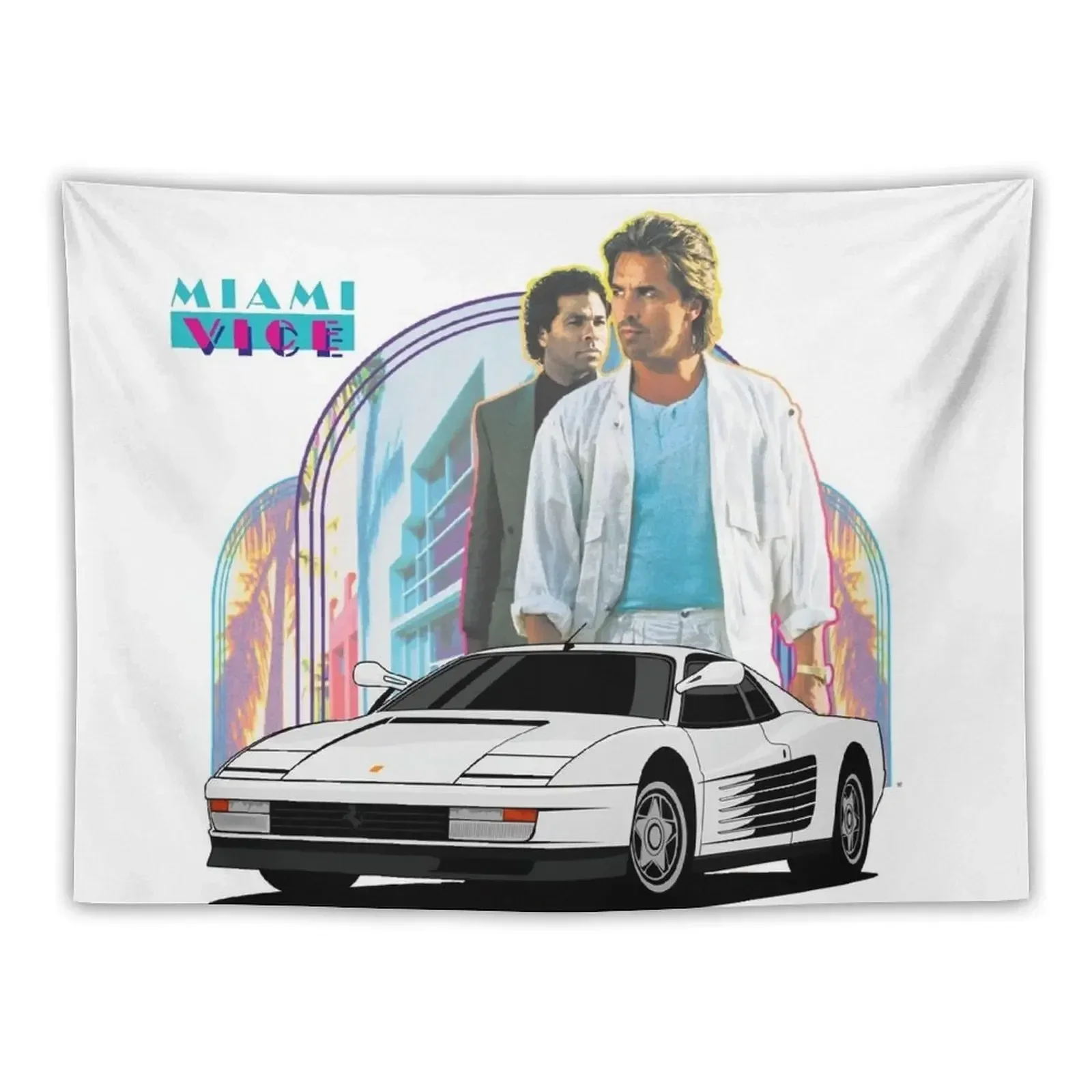 Miami Vice - Testarossa Tapestry Home Decorations Aesthetic Kawaii Room Decor Wall Mural Tapestry