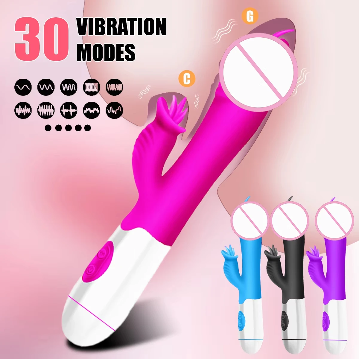 Rabbit Vibrator With 30 Frequencies For G-spot Stimulation_voghion.com