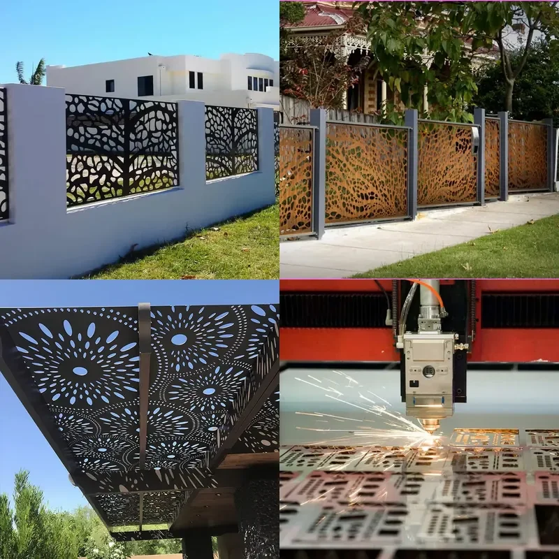 Custom Decorative Laser Cut Aluminum Screen Partition Panels Metal Privacy Fence Wall Panels for Villa Hotel Project