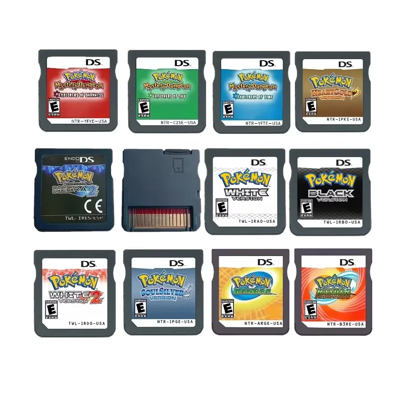 NDS-Spielmodule: Weiß 2, Schwarz 2, HeartGold, SoulSilver, Spielmodule, Englische Version, Kompatibel mit NDS/3DS