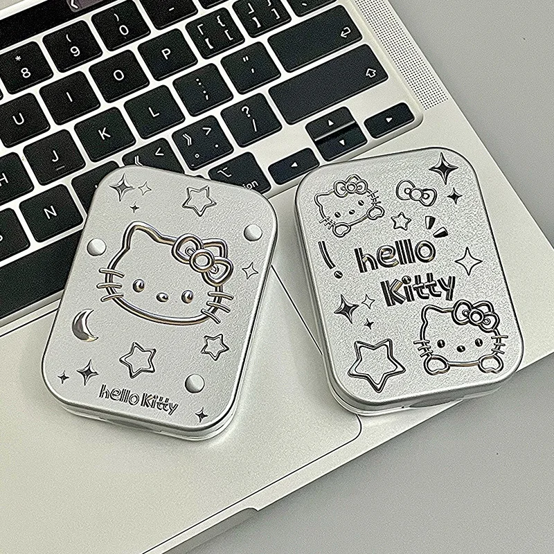 حافظة عدسات لاصقة كرتونية مطلية بالفضة اللطيفة عدسات لاصقة بحروف قطة مجموعتين صندوق تخزين محمول شفاف #2