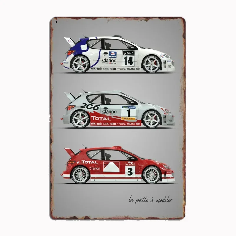 Classic Sports Rally Car Blueprints Aluminum Sign, for Club Home Bedroom Bar Room Decor, Pre-Drilled
