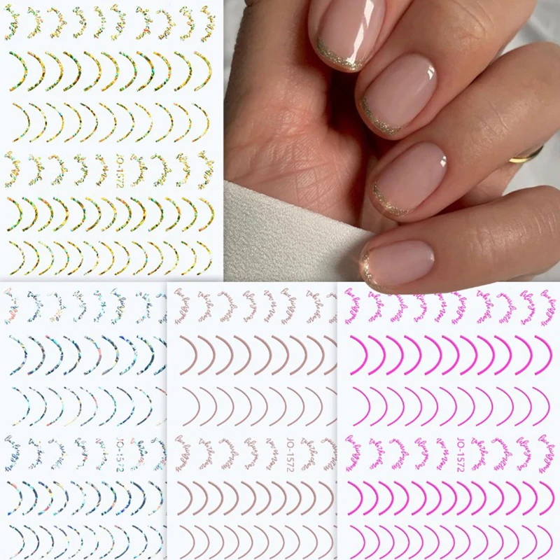 Pegatina para uñas con forma de líneas francesas, calcomanía para uñas estereoscópica multicolor, salón de uñas, entusiastas de la arte de uñas DIY