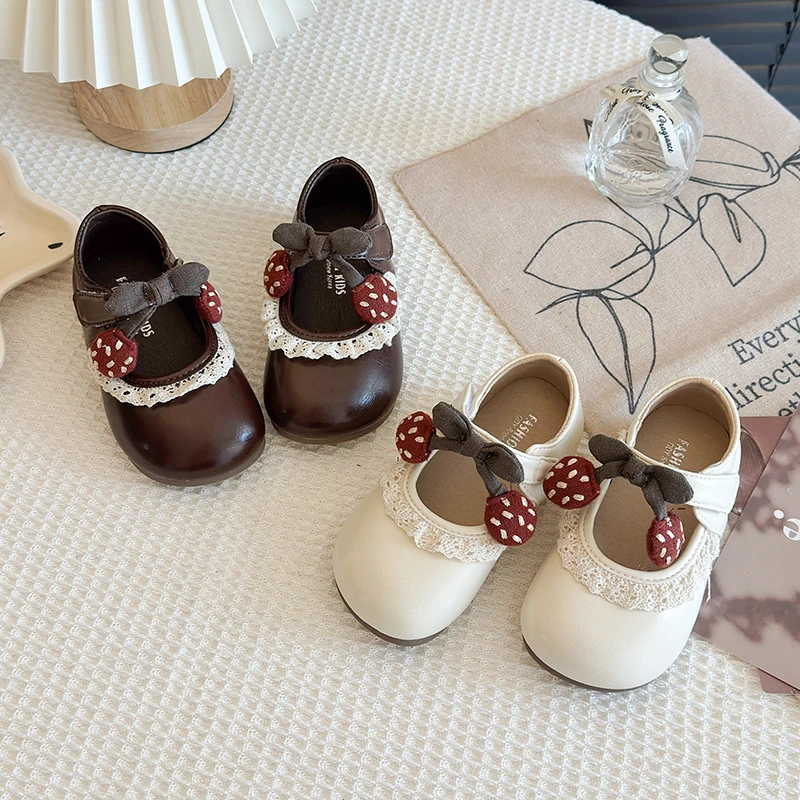 Cute bow Leather Girls Shoes 2026 New Oxfords Spring Kids Soft Shoes For Girl School Children Princess Dress Shoes 21-30
