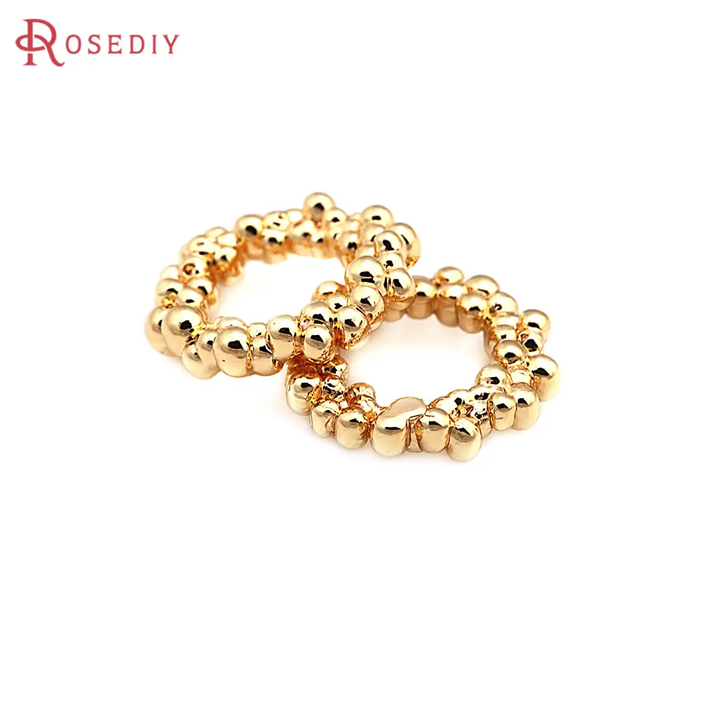 10PCS 18K Gold Color Brass Round Wreath Charms Pendants High Quality Diy Jewelry Making Necklace Earrings Accessories for Women