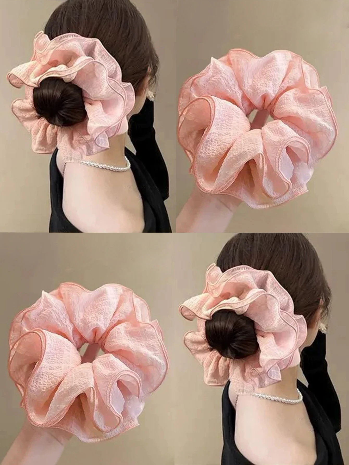

1PCS Pink Large Hair Scrunchies for Women Thick Hair,Girl Hair Ties Ponytail Holders Jumbo Scrunchies Fashion Hair Accessories