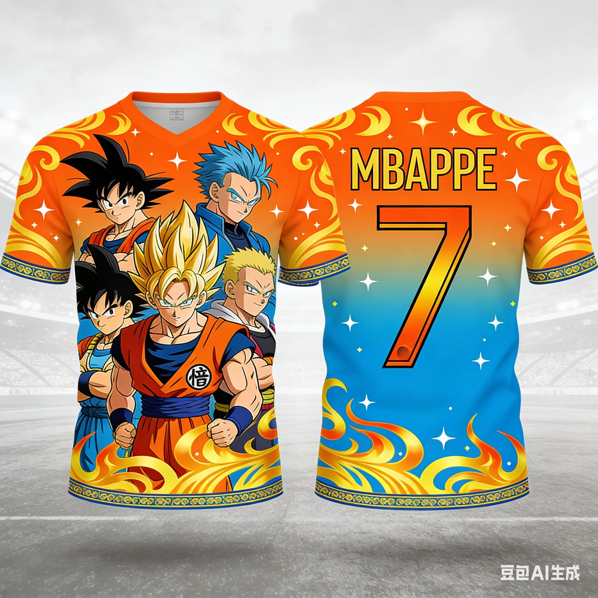 

Dragon Ball × Football Star Collaboration Number Print T-Shirt Unisex High Street Trend Loose Casual Short Sleeve