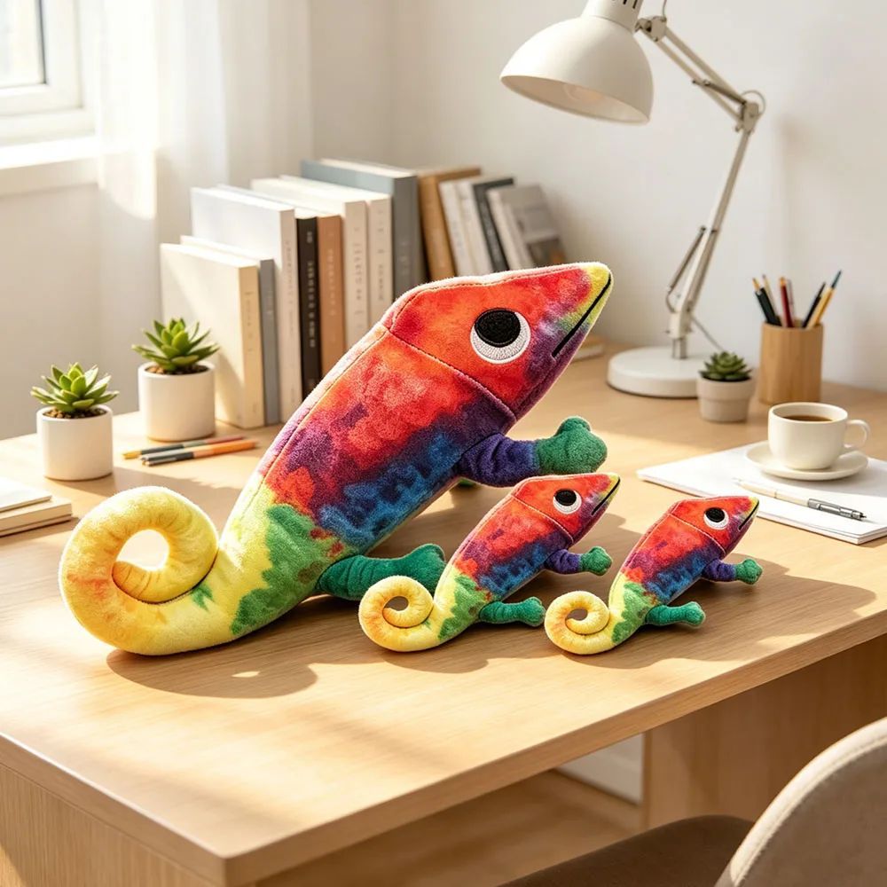 Plush Toy Chameleon Cute Stuffed Animal Kawaii Soft Fluffy Lizard Reptile Doll Birthday Gift Room Decor Kids Boys Girls 18/25cm
