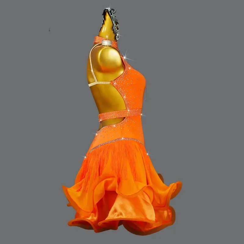 Nueva ropa de baile latino vestido de competición Sexy para mujeres adultas fiesta pelota deportes falda femenina traje de graduación señoras niñas Samba