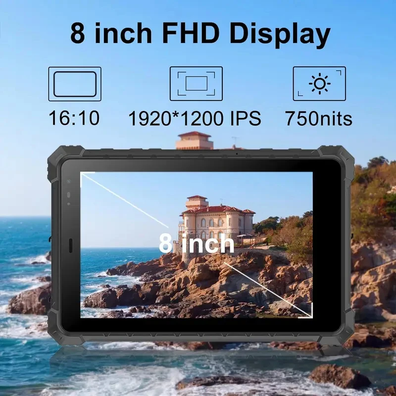 8 inch Windows 11 Pro Industrial Tablet i5-10210Y 8G+128G IP68 4G NFC 2D Barcode Scanner Linux OS Rugged Tablet PC