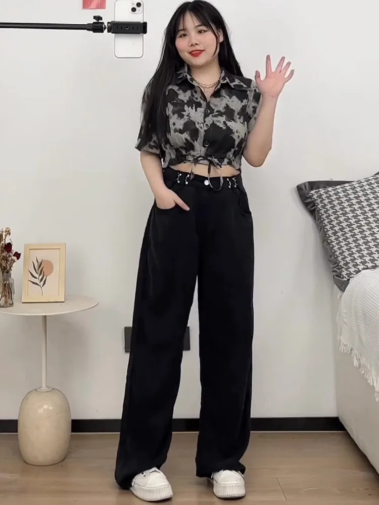 Bla jean en Denim à jambes larges pour femme, grande taille, taille haute, droit, ample, amincissant, longueur au sol, Design Sensation, automne