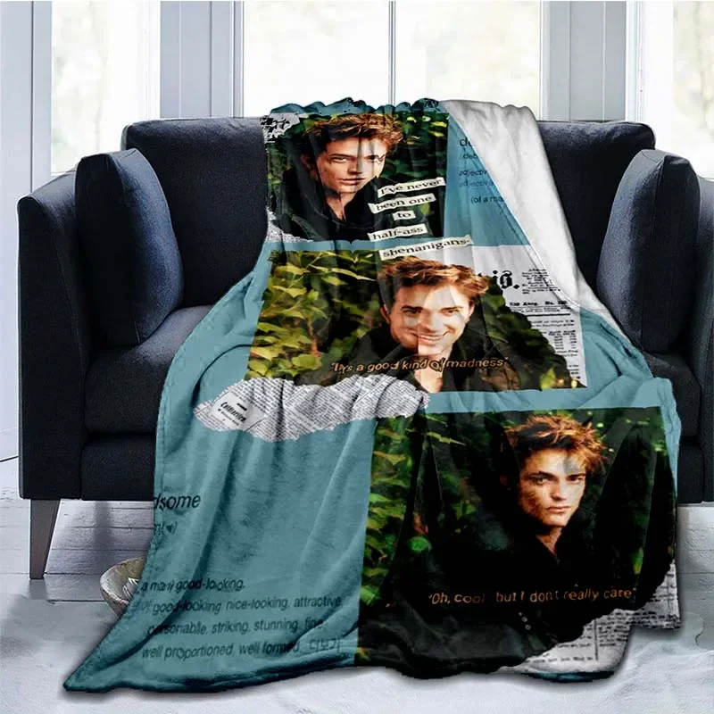 R-Robert Pattinson Printed Blanket Star Art Flannel Blanket Soft Warm Blanket for Living Room Bed Sofa Travel Blankets for Beds