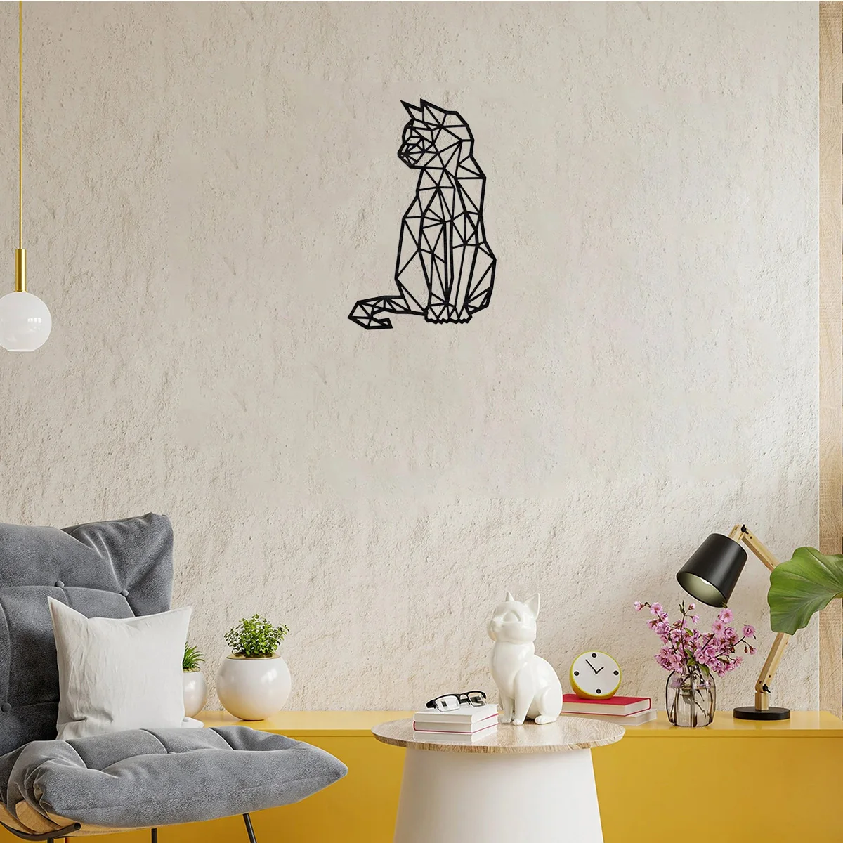 1PC Hanging Linear Cat Iron Wall Decoration, Metal Wall Decor, Living Room Study Wall Hanging Home Art