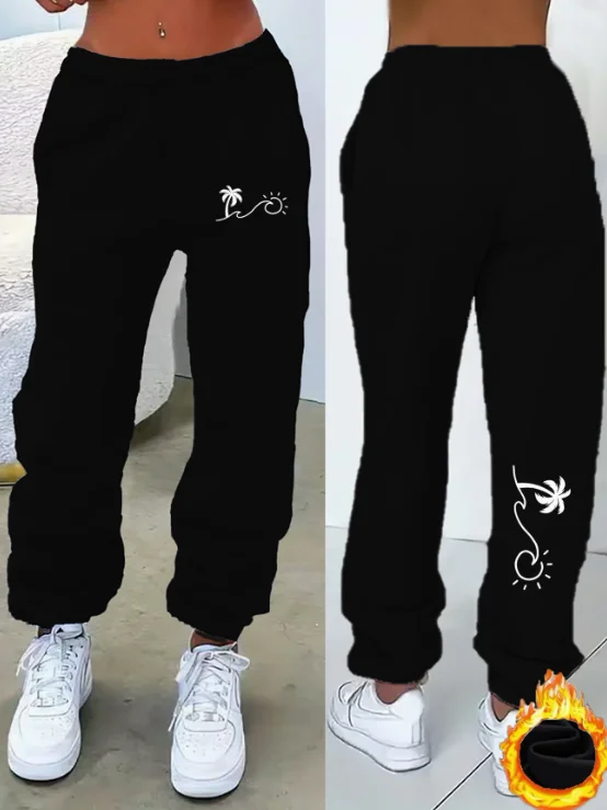 

Y2K, Trendy Fashion, Trendy Prints, Women's Fleece-Lined Loose Sweatpants, Casual and Comfortable, Women's Autumn and Winter Clothing
