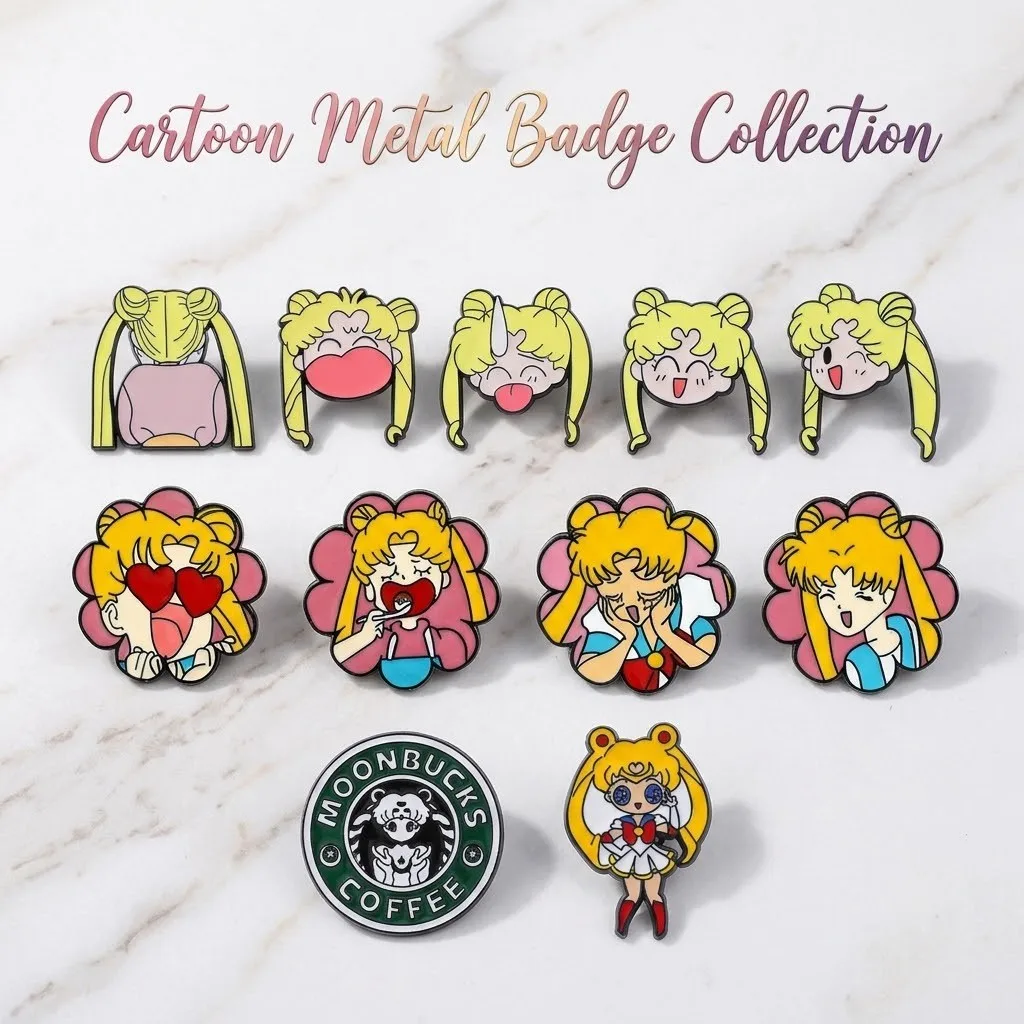 Broche en émail de dessin animé Princesse Serenity, unique et élégante, en métal, mignonne, en alliage, accessoire de décoration pour sac, cadeau jouet pour enfant