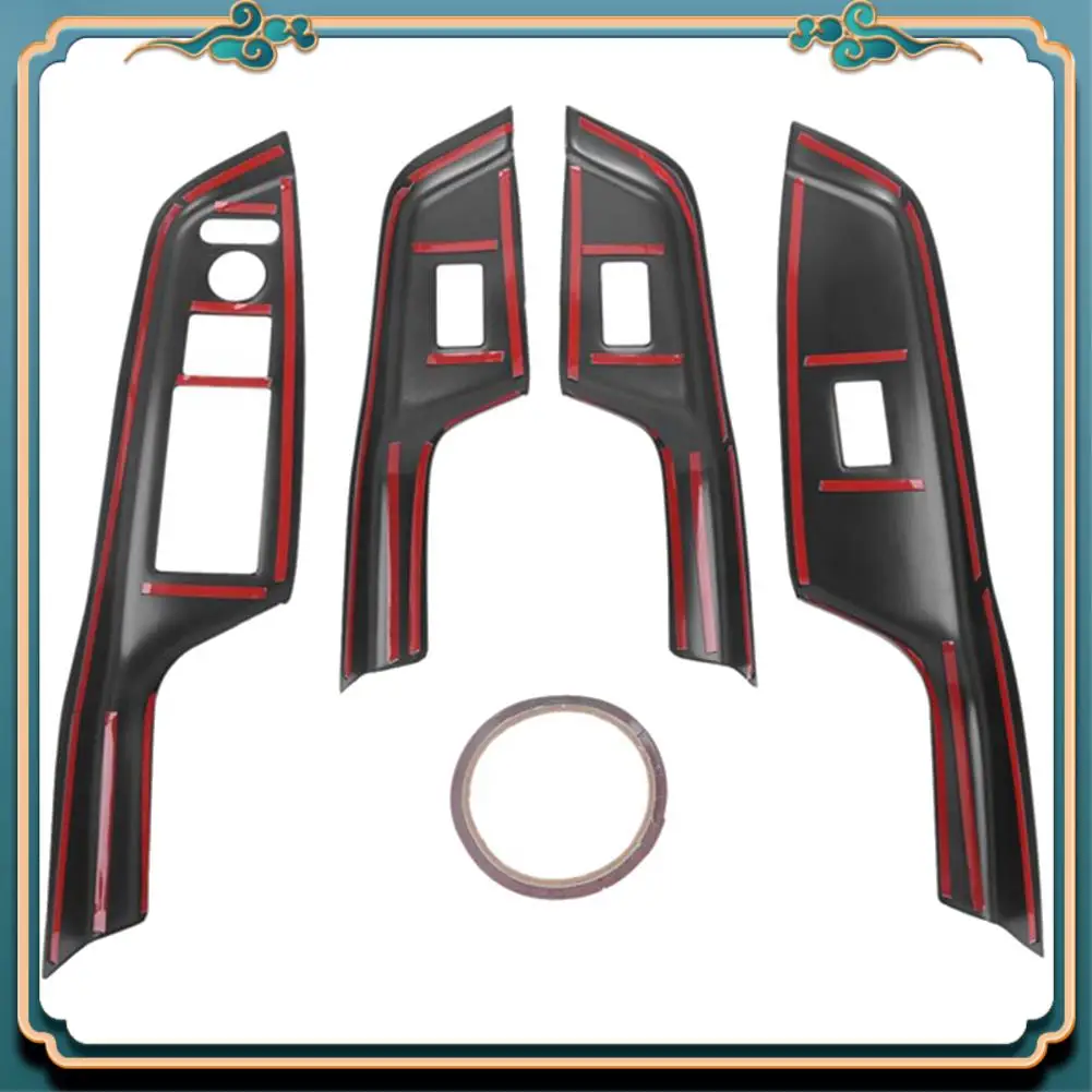 

Latest 4Pcs Carbon Fiber Car Door Window Lift Switch Panel Cover Trim For Honda Civic 9Th 2012 2013 2014 LHD