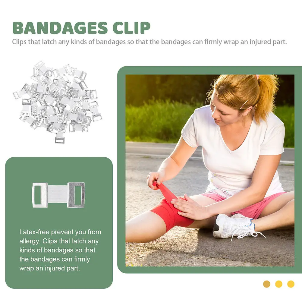 80Pcs Premium Aluminum Spandex Bandage Buckle Clips Adjustable Elastic Wrap Clamp for Athletic Injury Recovery Crepe Pet
