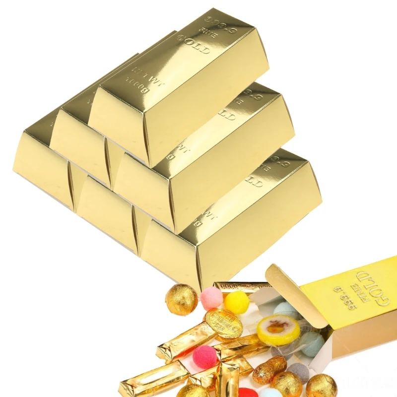 Stylish Gold Bar Gift Boxes High Simulation Treat Box for Festive Celebrations Foldable Gold Bar Candy Organizers Party Supplies