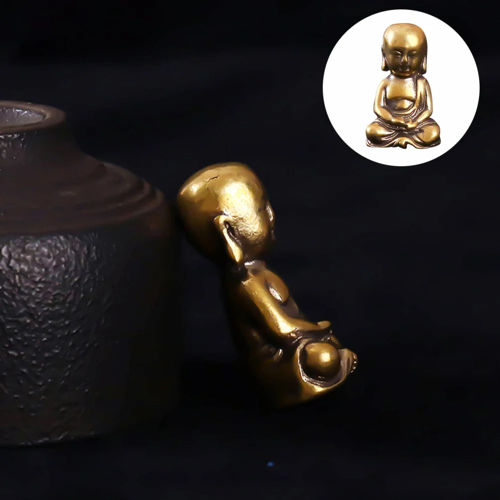 

2Pcs Retro Brass Buddha Statue Decor Small Monk Desktop Ornament Creative Vintage Gift Unique Chic Design