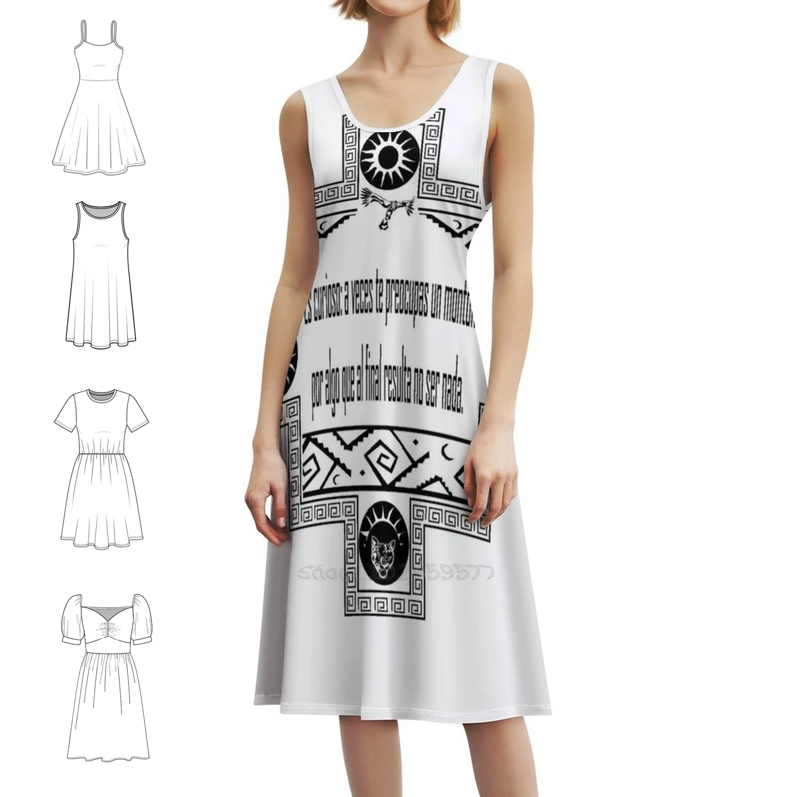 فستان Inca Culture Proverb للسيدات هيب هوب ملابس الشارع الشهير مطبوع عليه رسومات جرافيك ملابس الحفلات ملابس النادي Inca Culture Proverb Chakana Black Sun #1