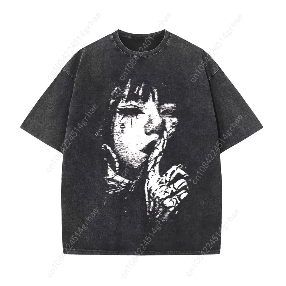 Mannen Gewassen Vintage T-shirts Straat Hip Hop Retro Punk Gothic Y2K T-shirts Harajuku Casual Katoen Vrouwen Korte Mouw Top Tee