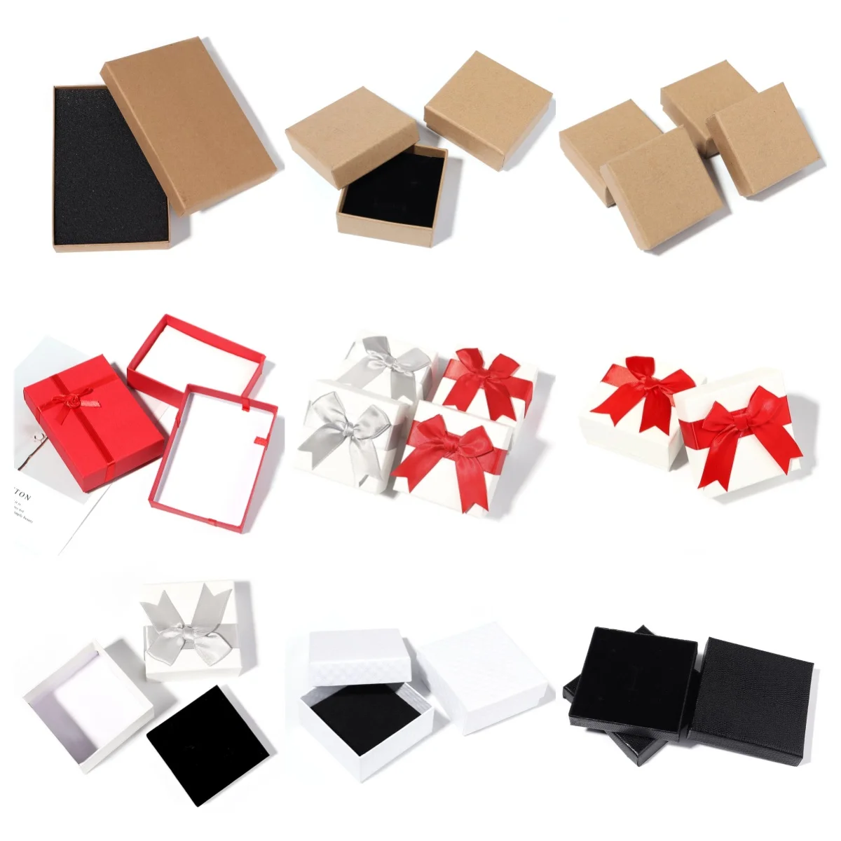 

Jewelry Paper Box Jewelry Packag Display Bow Silk Ribbon Storage Box for Rings Earrings Necklace Jewelry Organizer Holder Box