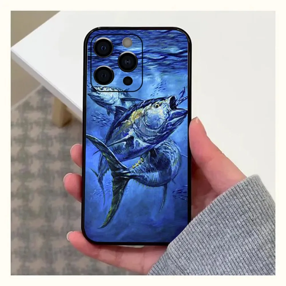 Bluefin Tuna sea fish Phone Case For Apple iPhone 15,14,13,12,11,Pro,X,XS,Max,XR,Plus,Mini Soft Black Cover