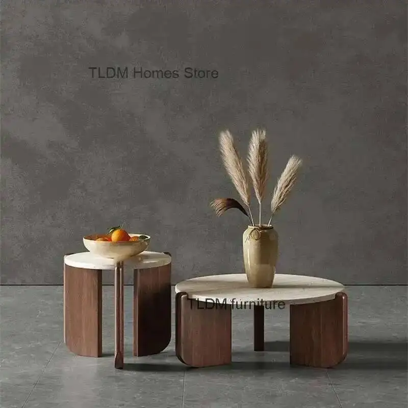 Side Wood Coffee Table for Café Furniture Nordic Table Travertine Creative Household Light Luxury Living Solid Room Coffee Table