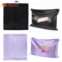 Silk Wig Bags With Zipper Wholesale Satin Hair Extensions Bags For Multiple Wigs Bundle Hair Extensions Packaging/Storage Bags