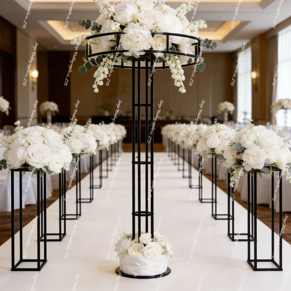 2-4pcs) Black Metal Flower Vase Stand Wedding Decoration Table Centerpieces Flower Rack Riser Floral Display Pedestal Metal Flow