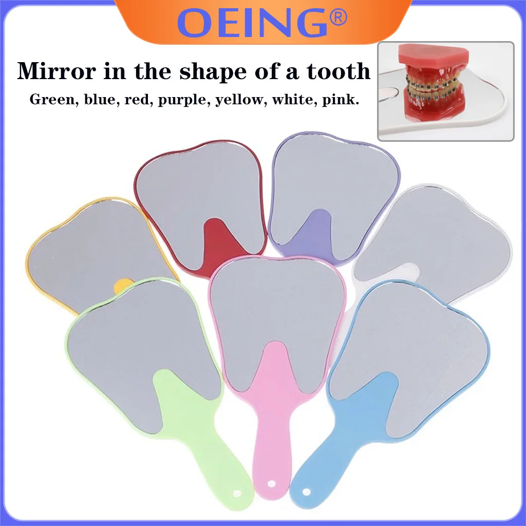 1Pc Tooth Shaped Plastic Hand Mirrors With Handle Tooth Shape Mirrors  Dental Mouth Examination Makeup Mirror  Oral Care Tools