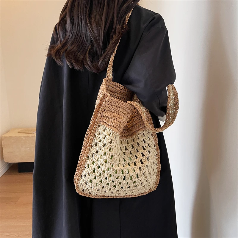 Trendy Designer Straw Beach Shoulder Bags Women Handbags and Purses 2023 New Trendy Summer Travel Holiday Bags High Quality