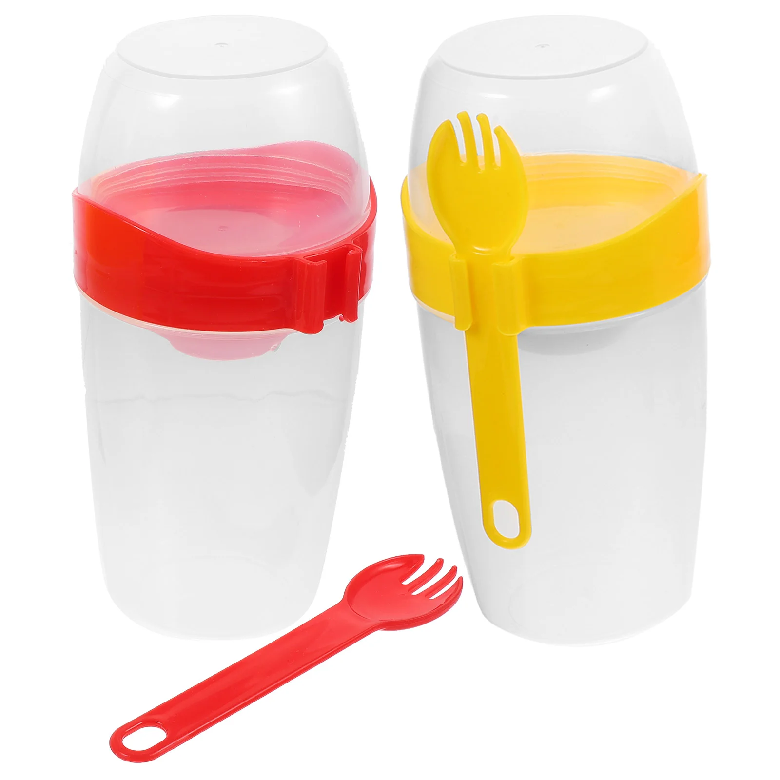 

2 Pcs Oatmeal Cup Large Milk Cups with Cover Salad Fork Reusable Yogurt Fitness