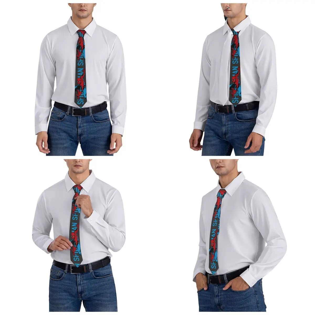 Spider Man Pose Unisex-Krawatten, Seide, Polyester, 8 cm, klassische Krawatten für Herren-Accessoires, Krawatte, Cosplay-Requisiten