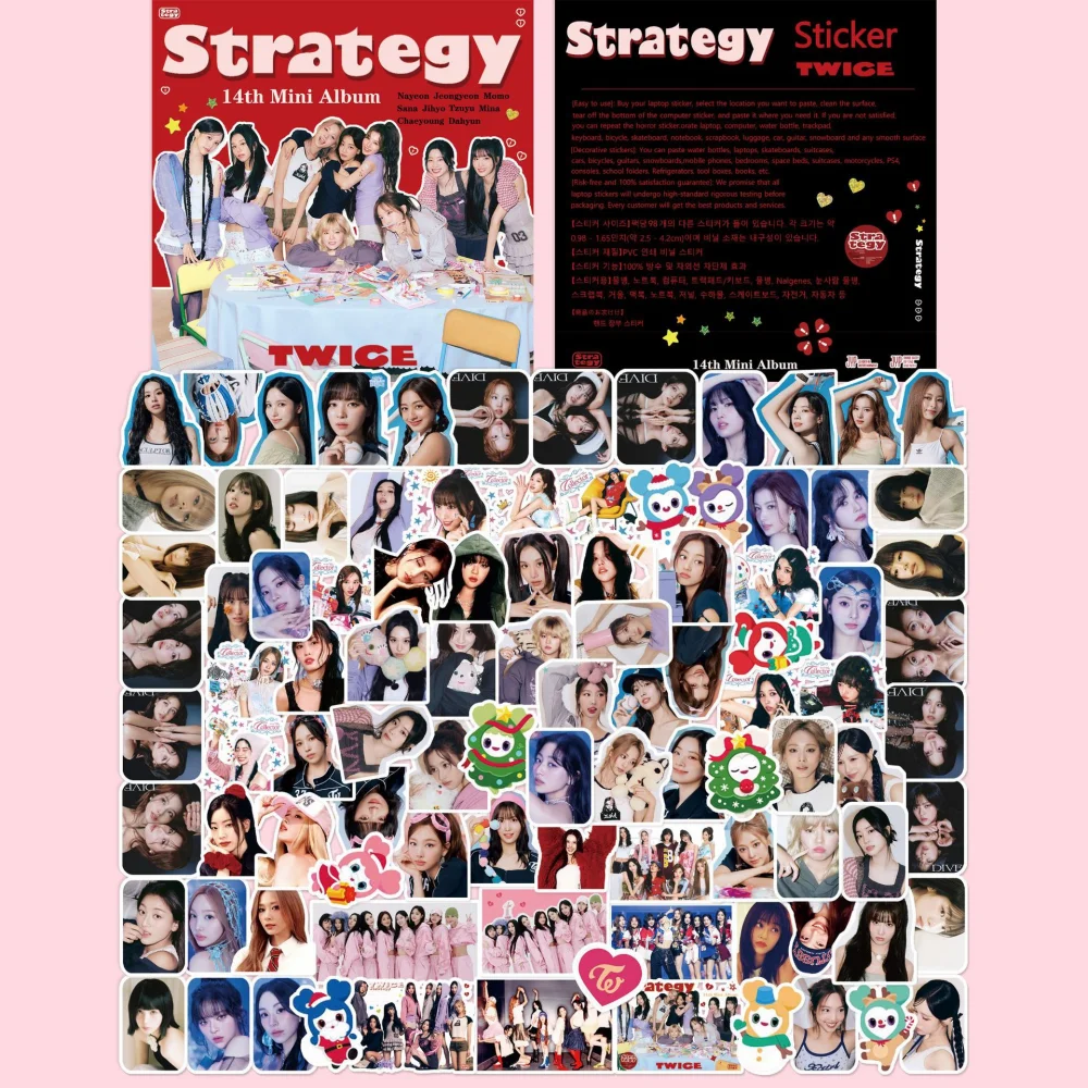 Neue 98PCS KPOP Pop Musik Gruppe Zweimal Thema Party STRATEGY Neue Album Skateboard Wasser Tasse Aufkleber Festival Geschenk