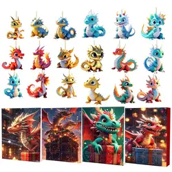 Dragon Christmas Advent Calendar Acrylic Dinosaur Pendant Toy 24 Days Of Vacation Advent Calendar For Car Christmas Tree Decor