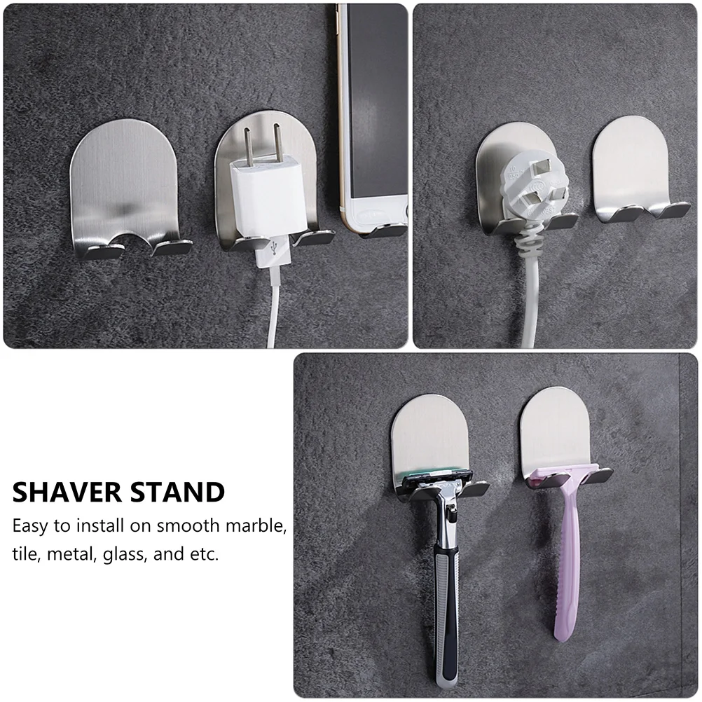 

3Pcs Razor Hook Heavy Duty 304 Stainless Steel Punch Free Mounting Wall Hanger for Razors Cables Plugs Shower Accessories