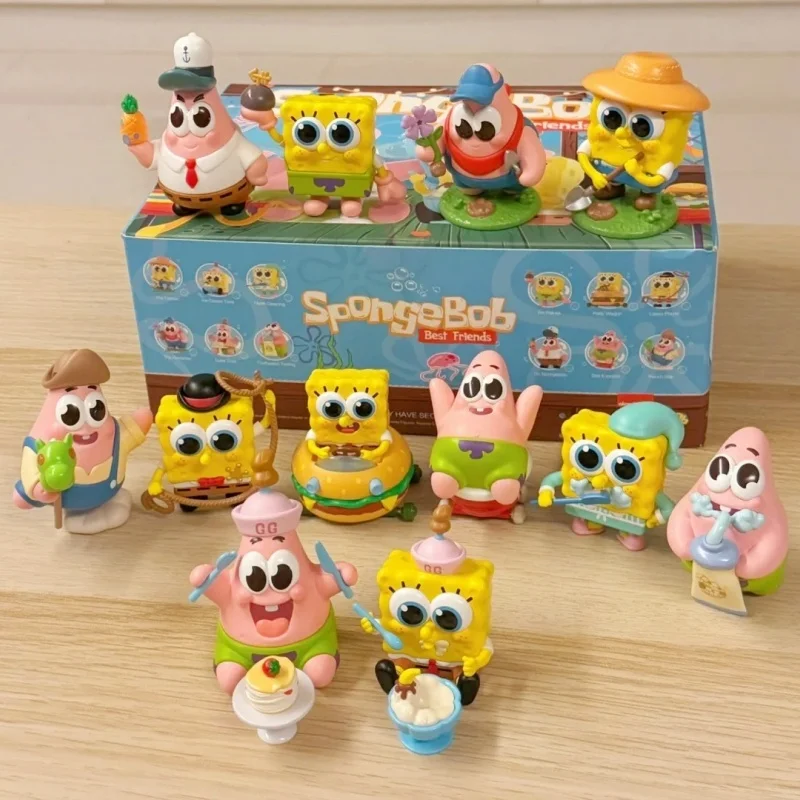 POPMART Spongebob Best Friends Series Blind Box Original Anime Action Figure Ornaments Figurines Mystery Box Cute Surprise Gift view 2