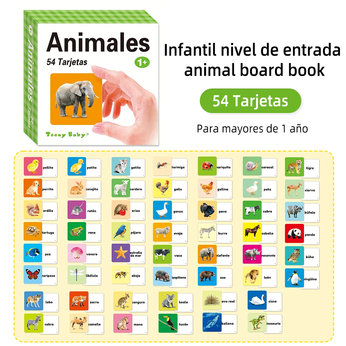 1 Box of 54 Spanish Learning Cards for Kids Words Letters Numbers Animals Learning Cards Early Learning Cards for Kids Gifts