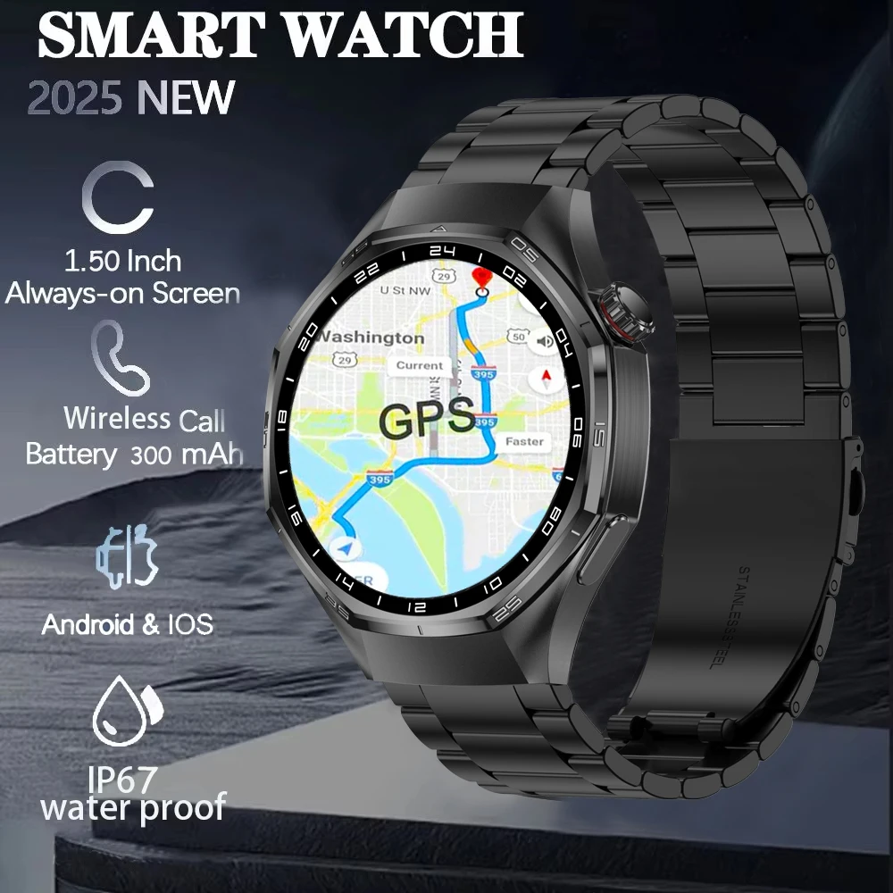 

New G T6 Max 1.50 inch HD 360*360 AMOLED Screen Smart bracelet BT Call sleep monitor GPS track sport Smartwatch For Men's gifts