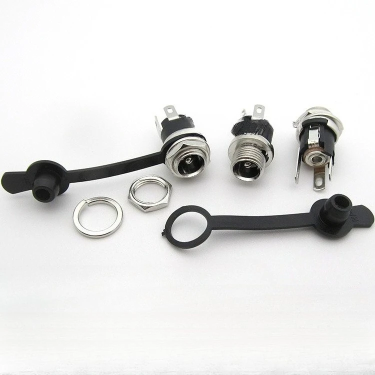 10pcs Waterproof DC-025M Metal Power Socket 5.5x2.1mm with Dust Cap, DC025 Jack for Industrial Equipment/Power Adapters